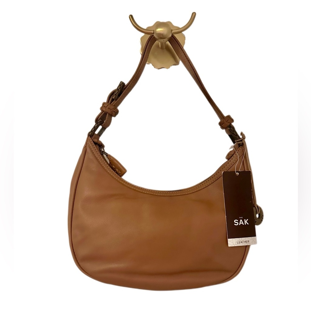 The Sak Leather Crescent Shoulder Bag in Cognac
